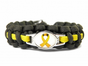 Gelbe Schleife Armband-Thin Yellow Line- Bundeswehr Armband-Männer, Frauen, Kinder Armband-Verstellbar-Oliv Drab
