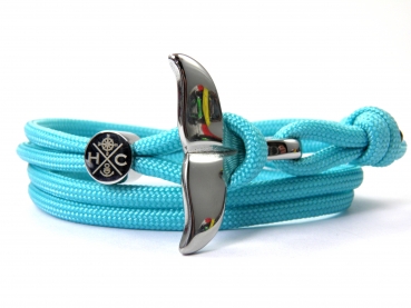 Edelstahl Walflossen Armband - Schickes Maritimes Surfer Armband-aus Paracord Typ III-Verstellbar-Turquoise