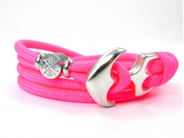 925 Silber Anker Armband (Made in Germany-DomGoldschmiede zu Meldorf) Maritimes Surfer Armband - Neon Pink