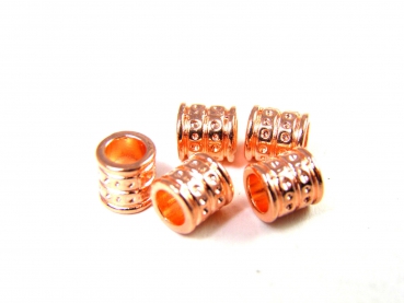 Metall Bead in Silber-Gold-Rosé Gold-Gunmetal-Antik Silber-Antik Gold 5,5 x 6 mm Lochgr. 3,8 mm für Paracord, Leder uvm.