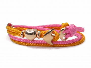 Edelstahl Anker Armband - mit 2 Farben - Paracord Armband - Verstellbar - Bubble Gum & Royal Orange