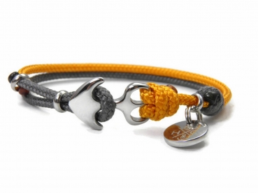 Edelstahl Anker Armband - mit 2 Farben - Paracord Armband - Verstellbar - Charcoal Grey & Royal Orange