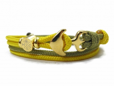 Edelstahl Anker Armband - mit 2 Farben - Paracord Armband - Verstellbar - Moos & Yellow