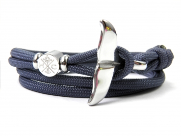 Edelstahl Walflossen Armband - Schickes Maritimes Surfer Armband-aus Paracord Typ III-Verstellbar-Navy Blue