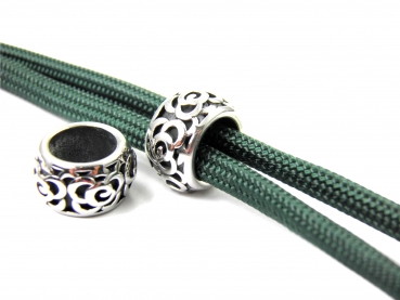 Edelstahl Beads, Gr. ca. 13,5 x 8,5 mm - Lochgr. 9 mm - 1, 2 oder 5 Stck.- Bead, Perle, European Bead, Spacer für Paracord, Leder uvm.