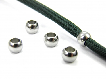Edelstahl Beads, Gr. ca. 6,0 x 4,0 mm - Lochgr. 3,1 mm - 2/5/10/20/50 Stck. - Bead, Perle, Spacer für Paracord, Leder uvm.