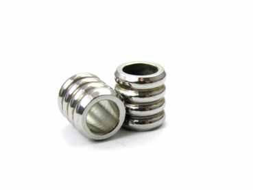 Edelstahl Beads, Größe: ca. 9,5 x 8,8 mm - Lochgr. 6 mm, Perle, Spacer für Paracord, Leder UVM. 2 oder 5 Stck.