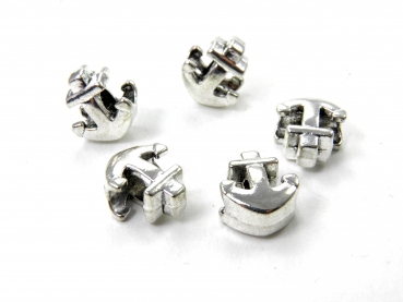 Metall Anker Beads, Gr. ca. 12x13x7 mm Lochgr. 5 mm, Tubes, Perle, Bead,  2/5/10/20 Stck. für Paracord, Leder uvm.