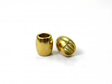Edelstahl Gold Beads, Oval Bead, Größe: ca. 11 x 10 mm - Lochgr. 6 mm - Perle, Spacer für Paracord, Leder uvm. 2/5/10 Stck.