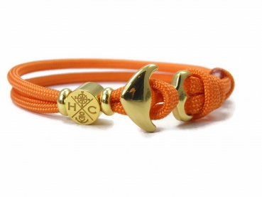 Edelstahl Anker Paracord Armband - Handmade - Verstellbar - Royal Orange