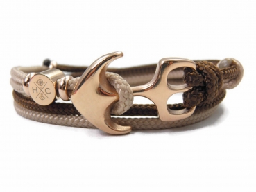 Edelstahl Anker Armband - mit 2 Farben - Paracord Armband - Verstellbar - Mocca & Walnut