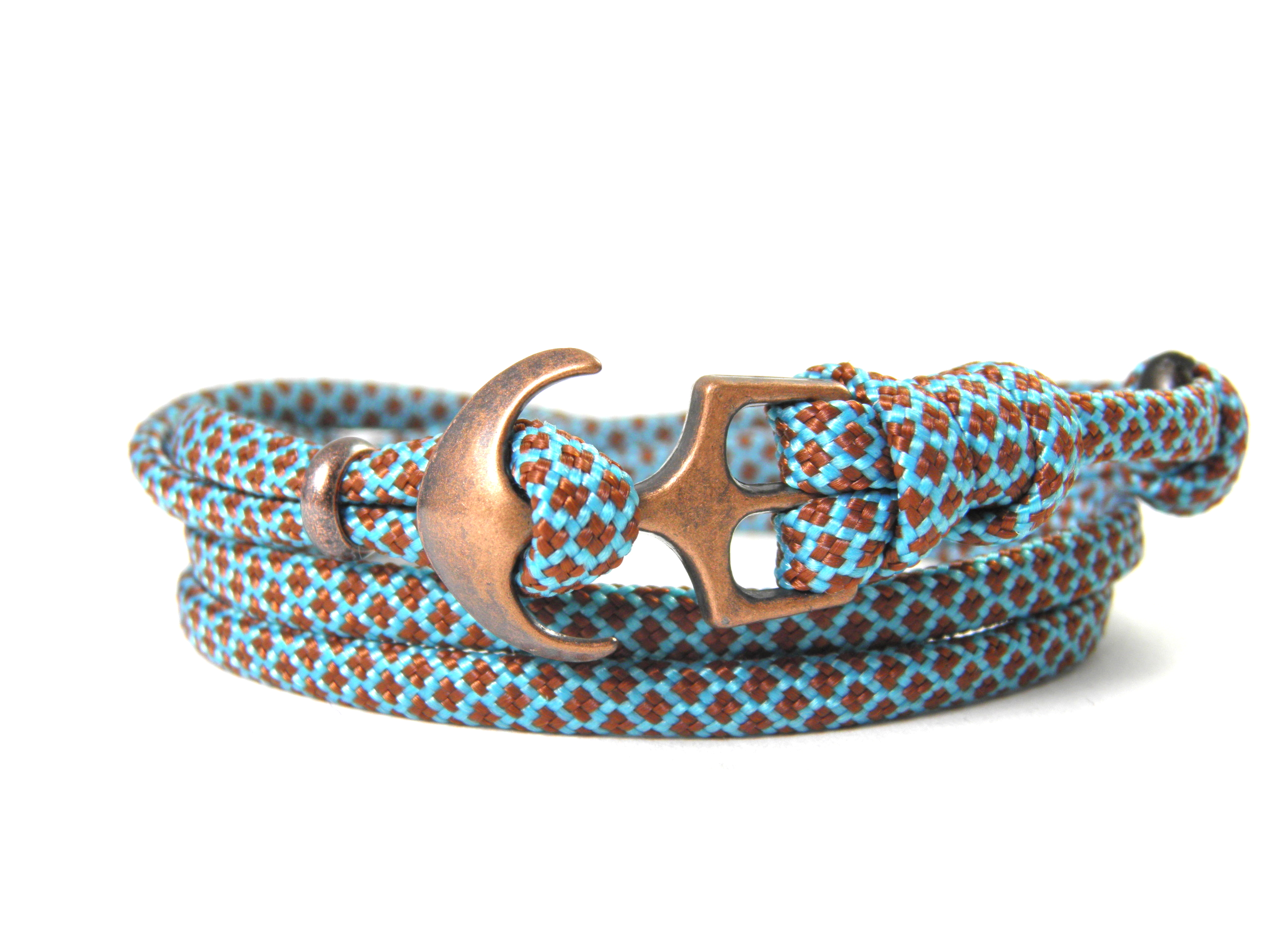 Anker Paracord Armband-Verstellbar-Wickelarmband-Neon Turquoise&Chocolate Brown 