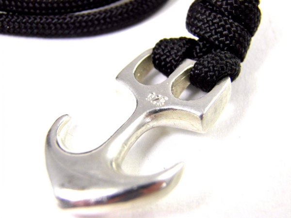 925 Silber Anker Armband (Made in Germany-DomGoldschmiede zu Meldorf) Maritimes Surfer Armband - Schwarz