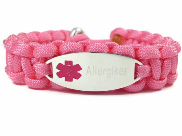 Medizinisches Notfall Armband-Edelstahl Charm Lasergraviert-Verstellbar-Rosa Logo