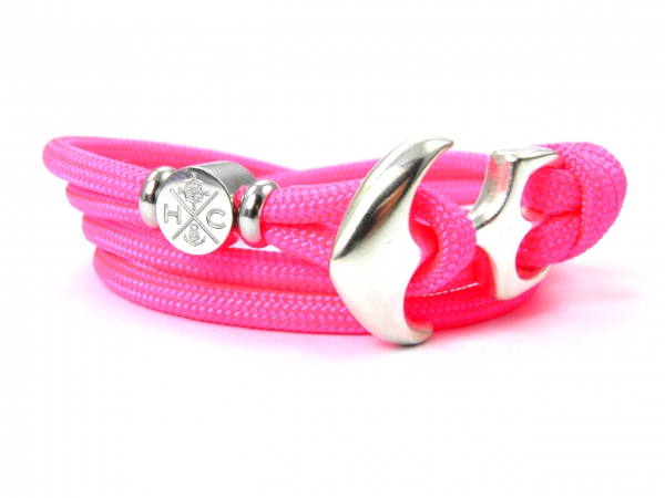925 Silber Anker Armband (Made in Germany-DomGoldschmiede zu Meldorf) Maritimes Surfer Armband - Neon Pink