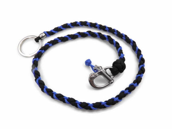 Paracord Thin Blue Line Schlüsselband-Schlüsselkette-3,5 cm Edelstahl Schnapp Karabiner-Edelstahl Bead-Portemonnaie Kette-Geschenkidee