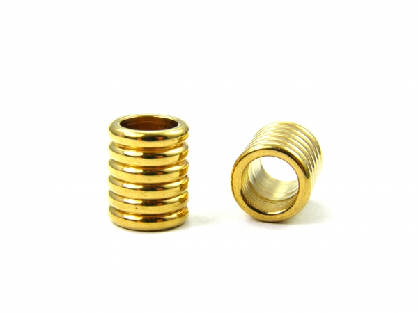 Edelstahl Gold Beads, Gr. ca. 10,5 x 9 mm - Lochgr. 6 mm - 1, 2 oder 5 Stck. - Edelstahl Gold Bead, Perle, Spacer für Paracord, Leder uvm.