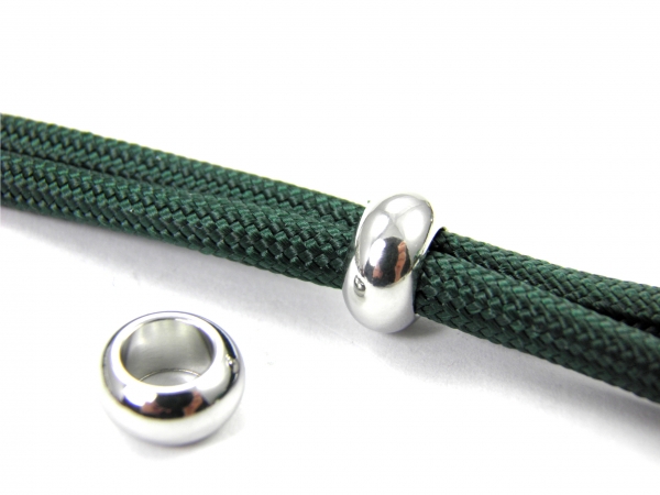 Edelstahl Beads, Gr. ca. 10 x 5 mm, Lochgr. 6 mm -1, 2 oder 5 Stck.- Edelstahl Bead, Perle, European Beads, Spacer für Paracord, Leder, PPM Seil uvm.