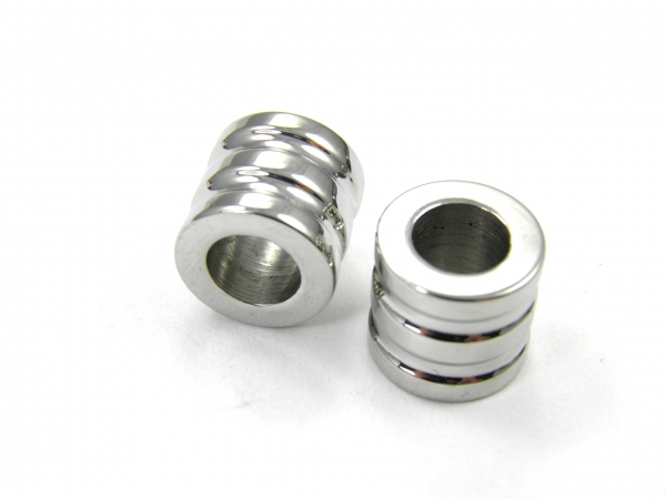 Edelstahl Beads, Gr. ca. 11 x 10 mm - Lochgr. 6 mm - 1, 2 oder 5 Stck.- Bead, Perle, European Bead, Spacer für Paracord, Leder uvm.