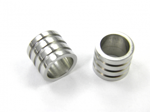 Edelstahl Beads, Gr. ca. 10 x 12 mm - Lochgr. 8 mm - 1, 2 oder 5 Stck.- Bead, Perle, European Bead, Spacer für Paracord, Leder uvm.