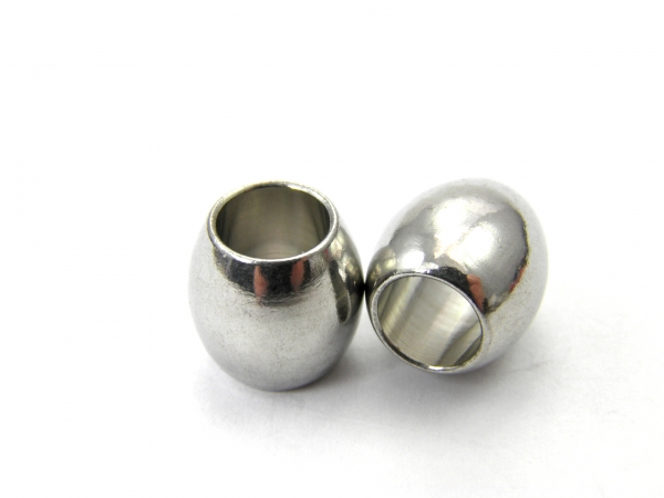 Edelstahl Oval Beads, Größe: ca. 10 x 10 mm - Lochgr. 6 mm, Bead, Perle, Spacer für Paracord, Leder uvm. 2/5/10 Stck.