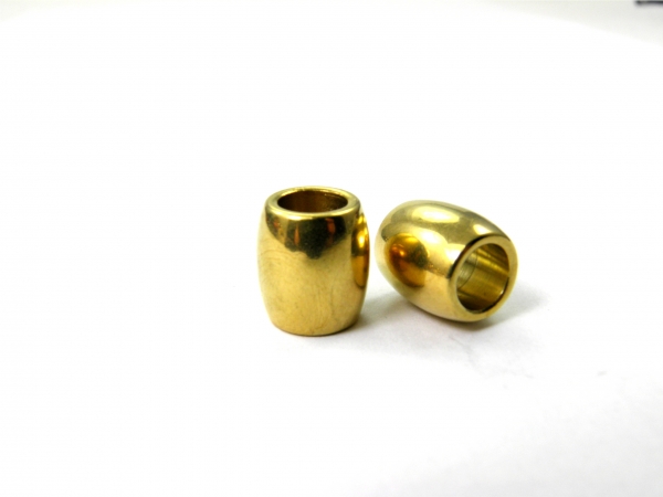 Edelstahl Gold Beads, Oval Bead, Größe: ca. 11 x 10 mm - Lochgr. 6 mm - Perle, Spacer für Paracord, Leder uvm. 2/5/10 Stck.