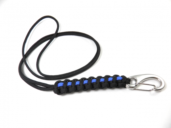 Thin Blue Line Schlüßelkette-Polizei-Police-aus Paracord-Handmade - Länge ca. 40 cm