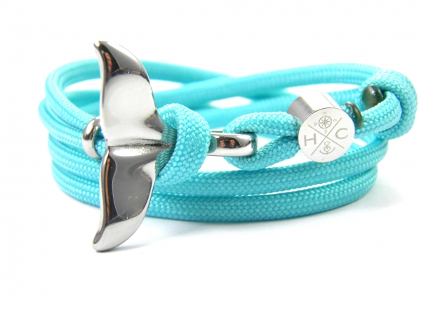 Edelstahl Walflossen Armband - Schickes Maritimes Surfer Armband-aus Paracord Typ III-Verstellbar-Turquoise